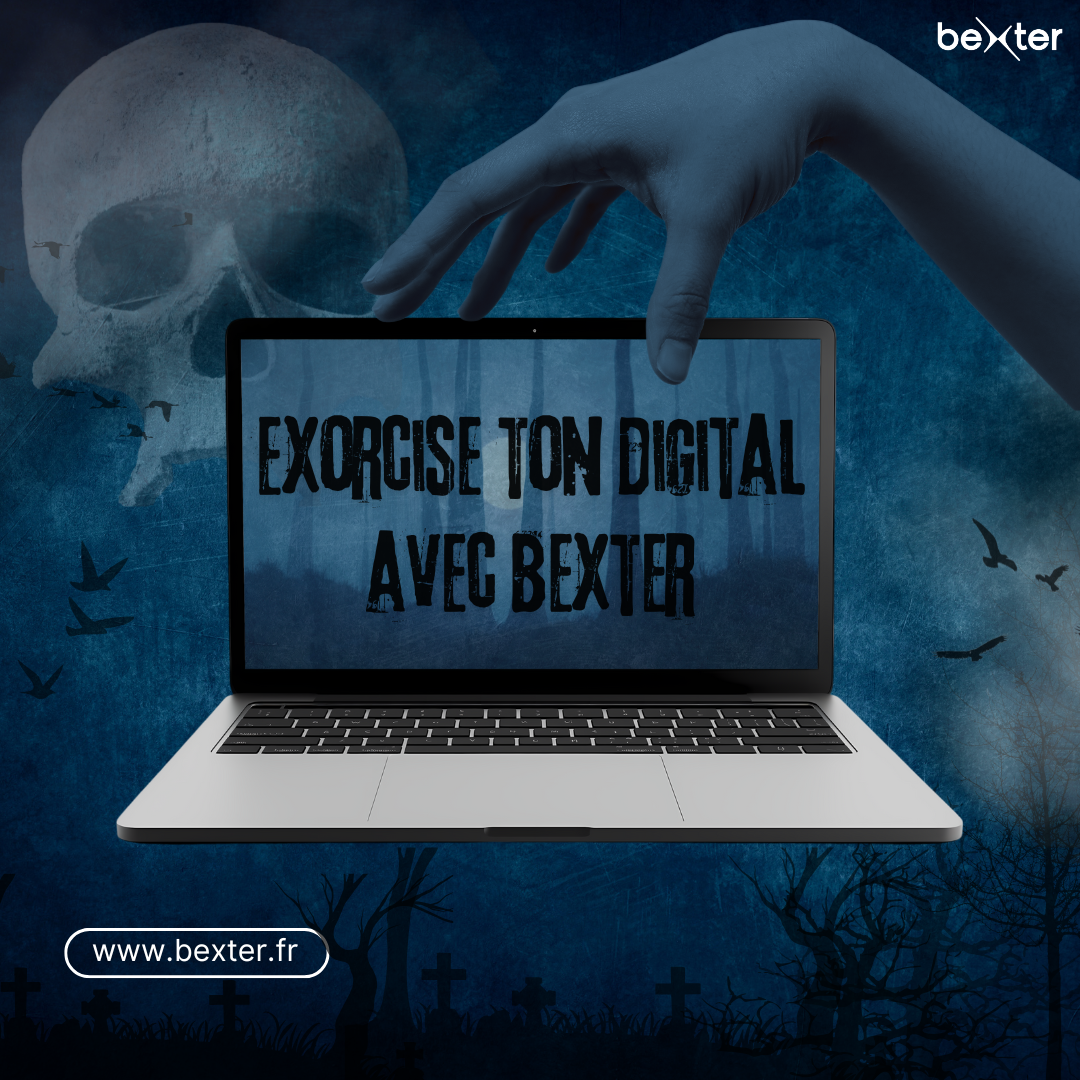 Illustration d'un exorcisme digital : un site web zombie transformé en interface moderne et lumineuse par l'agence Bexter.